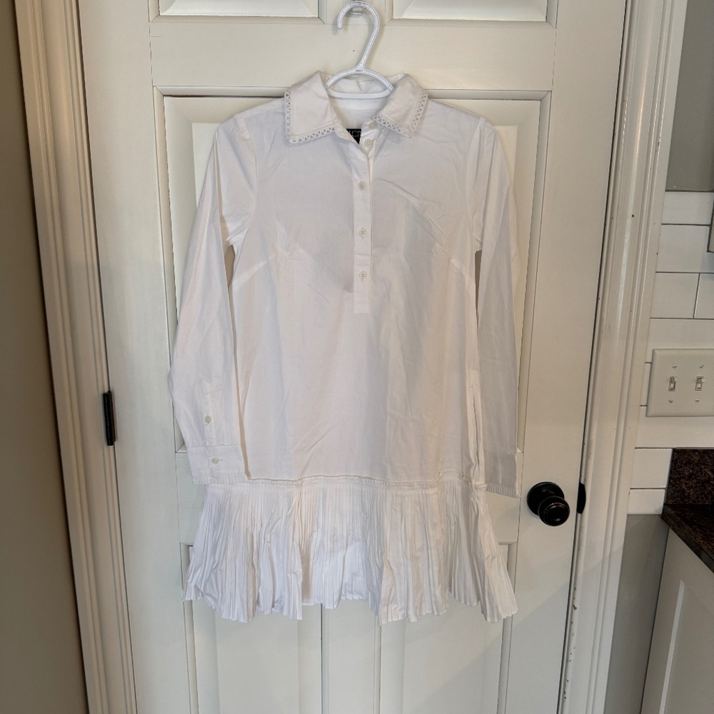New! J. Crew Amelia Long Sleeve Cotton Poplin Shirt Dress White 25206 - Picture 7 of 16
